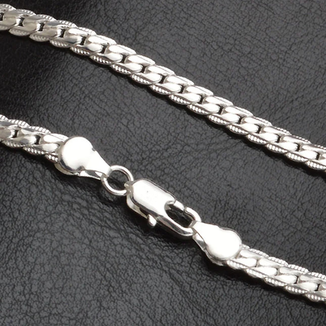 Silver Luxury Necklace Chain - 5mm Noble Design Chain for Men & Women (20-60cm)