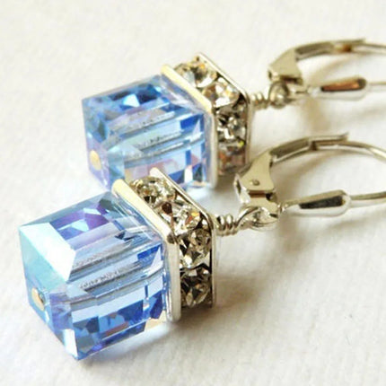 Peridot Green Crystal Drop Earrings - Elegant Dangle Earrings