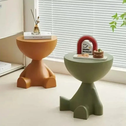 Cream Round Coffee Table - Modern Plastic Side Table