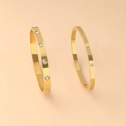 Stainless Steel Crystal Bangle - Luxury Fashion Bracelet for Women