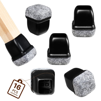 Silicone Chair Leg Floor Protectors - 16PCS Non-Slip Felt Pads
