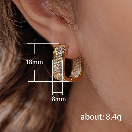 Korean Fashion CZ Hoop Earrings - Paved Cubic Zirconia Earrings for Women (Silver/Gold)
