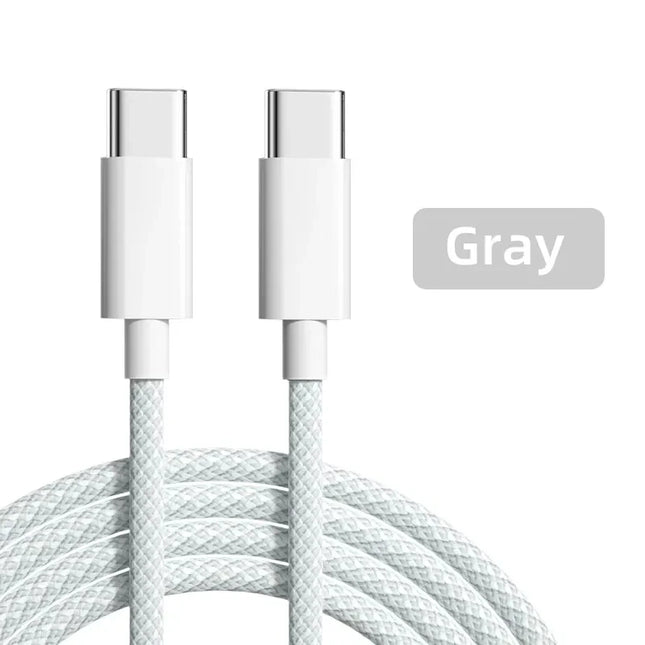 60W USB-C to USB-C Cable - Braided Fast Charging Cord for iPhone & Android