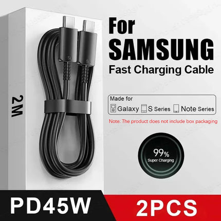 45W USB-C Cable 2-Pack - Super Fast Charging for Samsung Galaxy S20-S23