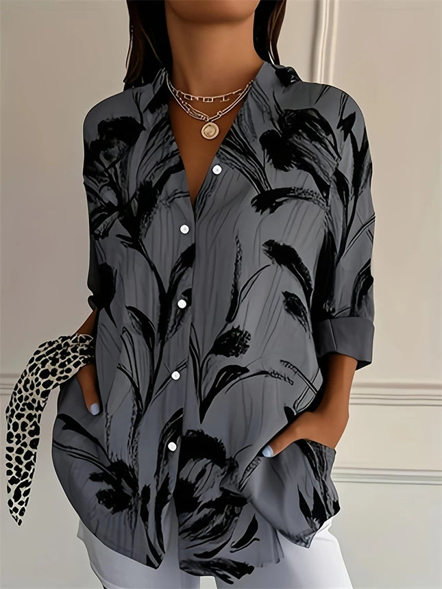 Striped Button-Down Shirt - Long Sleeve Casual Blouse