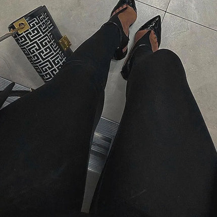 High-Waisted Glitter Leggings - Skinny Fit Pants