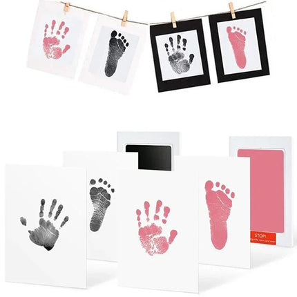 Baby Footprints Handprint Non-toxic Safe No Touch Skin Inkless Ink Pads Kits for 0-10 Months Newborn Pet Dog Footprint Souvenir