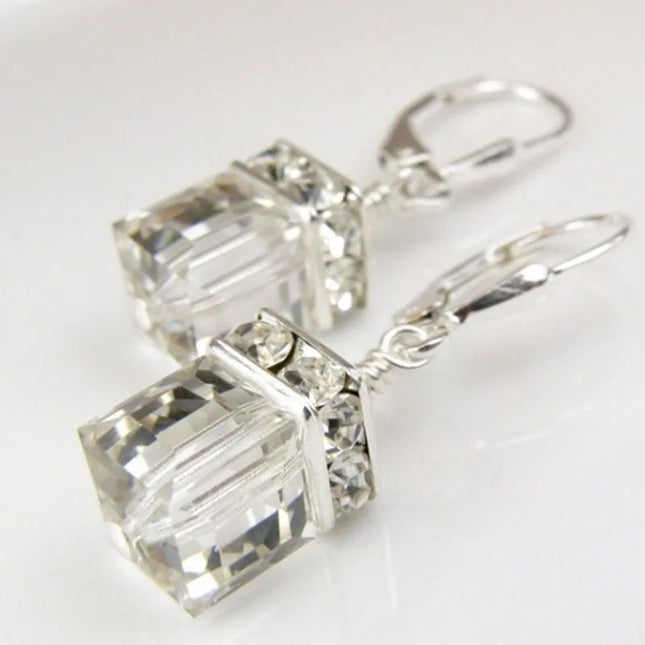 Peridot Green Crystal Drop Earrings - Elegant Dangle Earrings