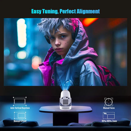 8K WiFi6 Projector 290 ANSI - Android 14 Portable Home Cinema HY300 Pro