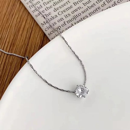 Ultra-simple Stainless Steel Golden Wire Chain Advanced Sense Inlaid Necklace Women's Clavicle Chain Niche Luxury Does Not Fade