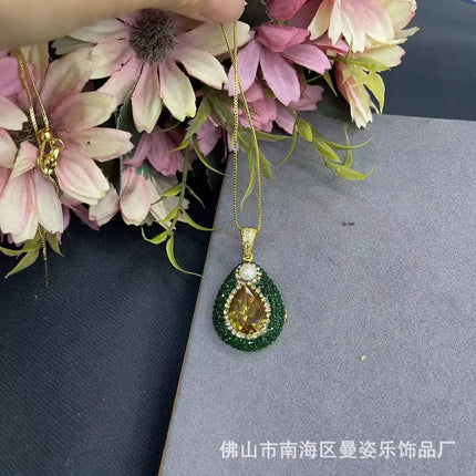 Sultan Stone Turkish Jewelry Set - Pearl Three-Piece Necklace Earrings Ring