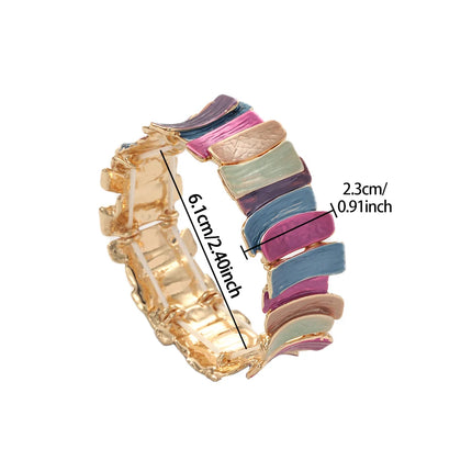 Striped Zinc Alloy Bracelet - Retro Elegant Women's Party Jewelry