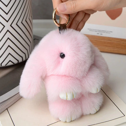 15cm Rabbit Fur Keychain - Luxury Bag & Car Pendant Accessory