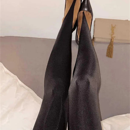 High-Waisted Glitter Leggings - Skinny Fit Pants