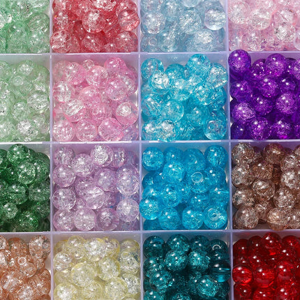 8mm Glass Crackle Beads - Loose Spacer Beads for DIY Jewelry (50/100pcs)