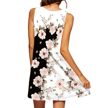 V-Neck Printed Dress - Sleeveless Summer Dress