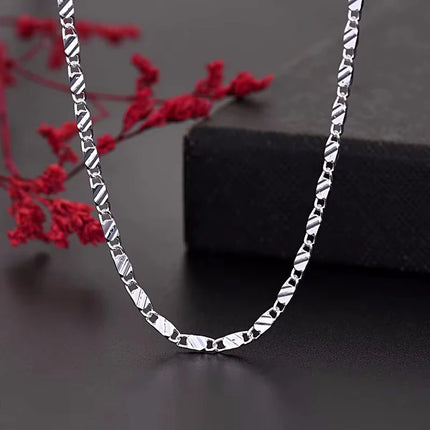 925 Sterling Silver 16/18/20/22/24/26/28/30 Inch 2mm Charm Chain Necklace For Women Man Fashion Wedding Party Jewelry