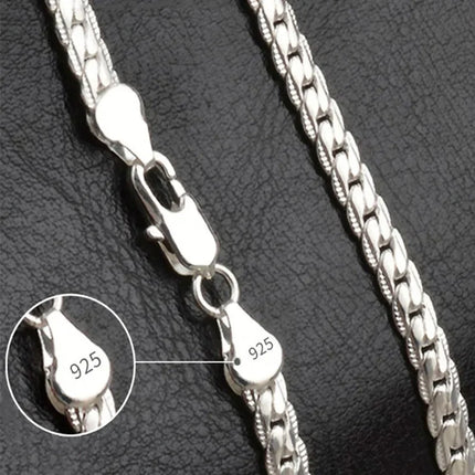 Silver Color Chain 5mm Full Sideways Necklace For Women Men Party Gift Fashion Engagement Wedding Jewelry