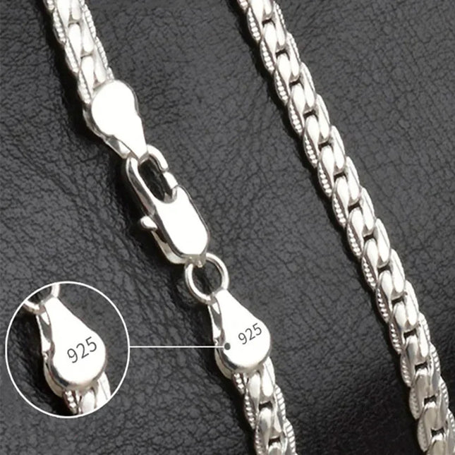 Silver Color Chain 5mm Full Sideways Necklace For Women Men Party Gift Fashion Engagement Wedding Jewelry