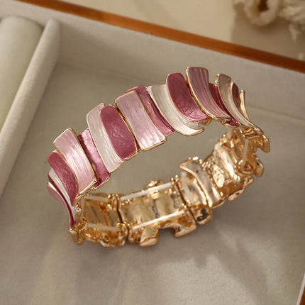 Striped Zinc Alloy Bracelet - Retro Elegant Women's Party Jewelry