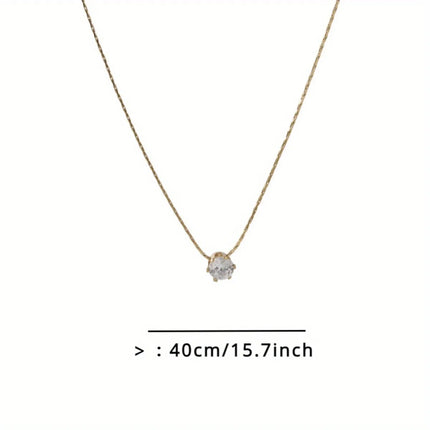Ultra-simple Stainless Steel Golden Wire Chain Advanced Sense Inlaid Necklace Women's Clavicle Chain Niche Luxury Does Not Fade