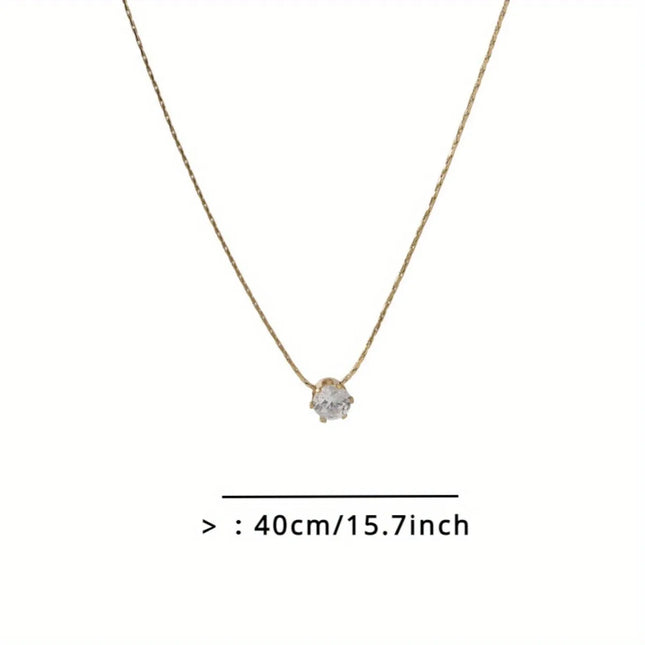 Ultra-simple Stainless Steel Golden Wire Chain Advanced Sense Inlaid Necklace Women's Clavicle Chain Niche Luxury Does Not Fade