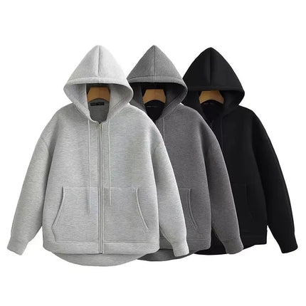 Hooded Utility Jacket - Oversized Zip-Up Coat