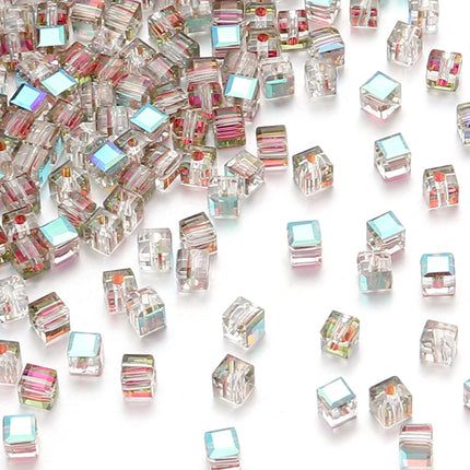 Faceted Glass Crystal Beads - Colorful Cube Spacer Beads for DIY Jewelry (50pcs, 4/6/8mm)