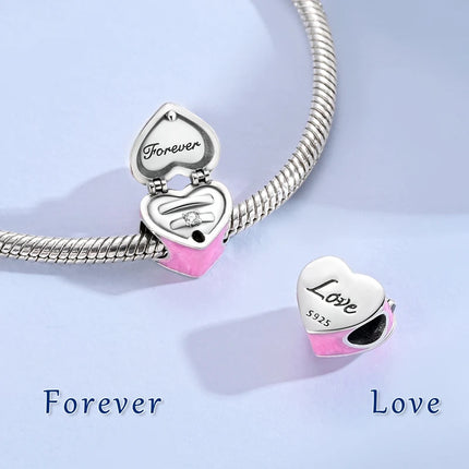 925 Sterling Silver Love Heart Ring Box Charm - Valentine's Day Bead for DIY Jewelry