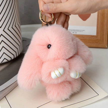 15cm Rabbit Fur Keychain - Luxury Bag & Car Pendant Accessory