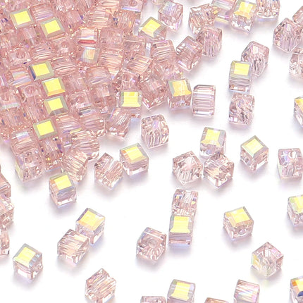 Faceted Glass Crystal Beads - Colorful Cube Spacer Beads for DIY Jewelry (50pcs, 4/6/8mm)