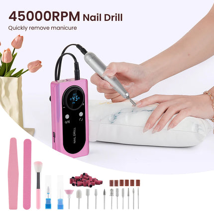 45000RPM Nail Drill Machine Rechargeable and Portable