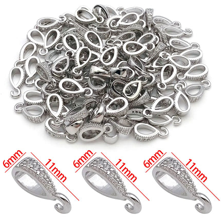 18K Gold Plated Brass Connectors - Zircon Melon Seed Buckle for DIY Jewelry (5pcs)