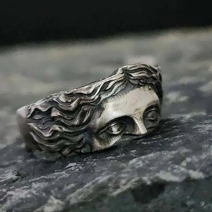 2026 Creative Venus Half Mask Ring For Men Vintage Carving Opening Adjustable Ring Fashion Jewelry Gifts