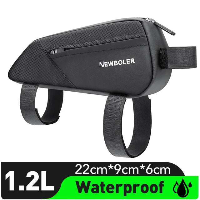 NEWBOLER 1.2L Bike Frame Bag - Portable Front Tube Cycling Bag for MTB & Road Bikes