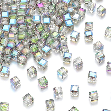Faceted Glass Crystal Beads - Colorful Cube Spacer Beads for DIY Jewelry (50pcs, 4/6/8mm)