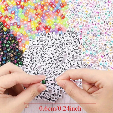 Acrylic Alphabet Cube Beads - A-Z Letter Spacer Beads for DIY Jewelry (100/500pcs)