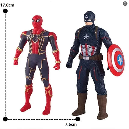 17 Cm Children Toys Marvel Anime Figures Spiderman Hulk Action Figure Iron Man Cartoon Kids Toy Christmas Gift Glow Doll Hobbies