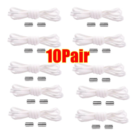 Elastic No-Tie Shoelaces - Semicircle Metal Lock Laces for Kids & Adults