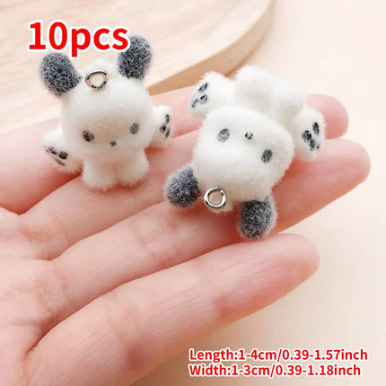 Resin Flocking Animal Puppy Charms - DIY Pendants for Jewelry Making (5/10pcs)