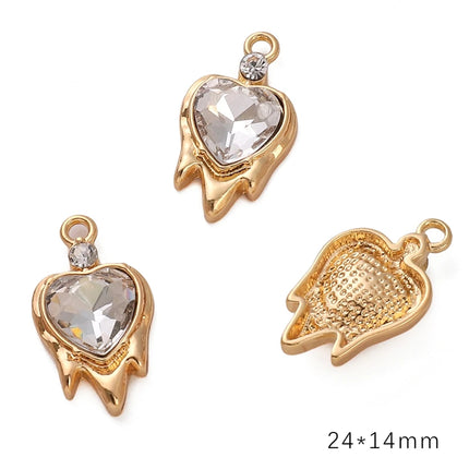 Luxury AB Rhinestone Charms - Heart Butterfly Rose Pendant for DIY Jewelry Making