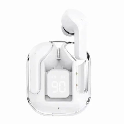 TWS Wireless Bluetooth Earbuds with Digital Display & Transparent Charging Case