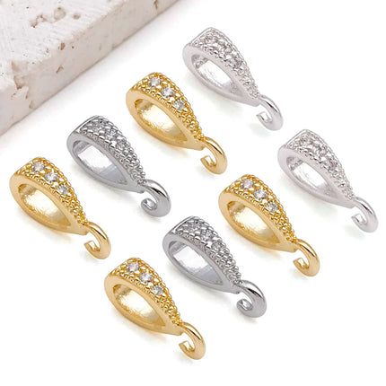 18K Gold Plated Brass Connectors - Zircon Melon Seed Buckle for DIY Jewelry (5pcs)