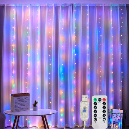 USB Curtain String Lights - 8 Modes LED Fairy Lights