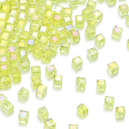 Faceted Glass Crystal Beads - Colorful Cube Spacer Beads for DIY Jewelry (50pcs, 4/6/8mm)