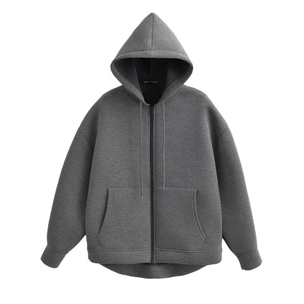 Hooded Utility Jacket - Oversized Zip-Up Coat