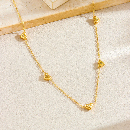 316L Stainless Steel Sun & Heart Zircon Necklace - Classic Chain for Women