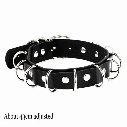 Black Punk Choker Necklace - PU Leather Heart Lock Key Spike Gothic Collar