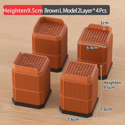 Adjustable Height Furniture Risers - High Load - Bearing, Triple Anti - Slip for Sofa, Bed & Desk