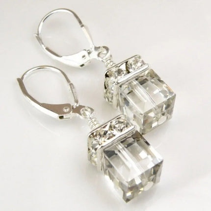 Peridot Green Crystal Drop Earrings - Elegant Dangle Earrings